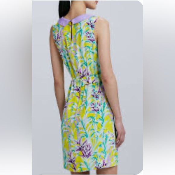 KATE SPADE Peter Pan Collar Floral Yellow and Purple Dress - Picture 7 of 15